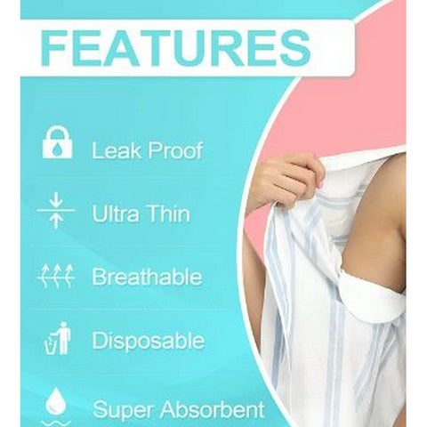 Pack of 10 Pcs Underarm Sweat Pads - Disposable Armpit Pads for Women and Men, Comfortable Unflavored, Non Visible